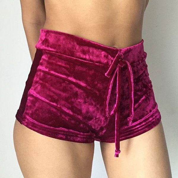 

women shorts summer sports solid elastic crushed skinny flannel velvet casual shorts high waist bottoms fashion, White;black