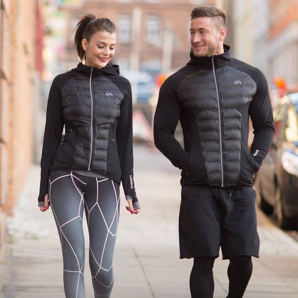 

winter sports men's parkas warm windproof couple outdoor jackets breathable thick hooded coat full zip slim gym wear for autumn, Black