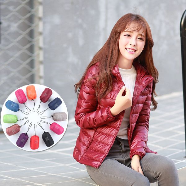 

2019 new style fall and winter clothes down jacket women's short hooded light-korean-style stand collar slim fit coat fashion, Black;white