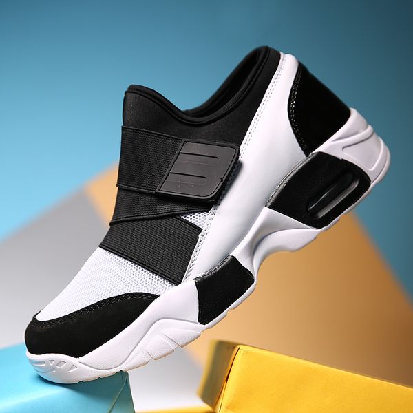 

contrast color adults walking shoes air cushion men sneakers mesh breathable woman outdoor sport shoes with elastic band