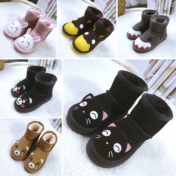 

designer shoes boys and girls australia style wgg kids snow boots waterproof slip-on children winter cow leather boots brand ivg eu21-35, Black