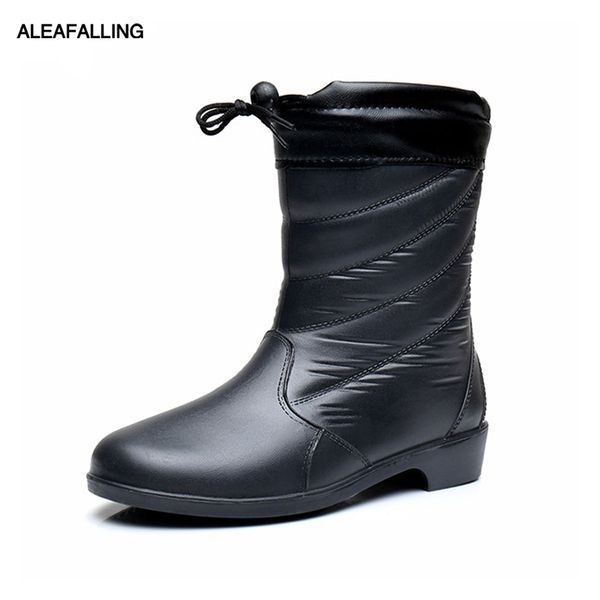 

aleafalling fashion new design high rain boots waterproof flat shoes woman rain woman water rubber boots good quality botas w085, Black