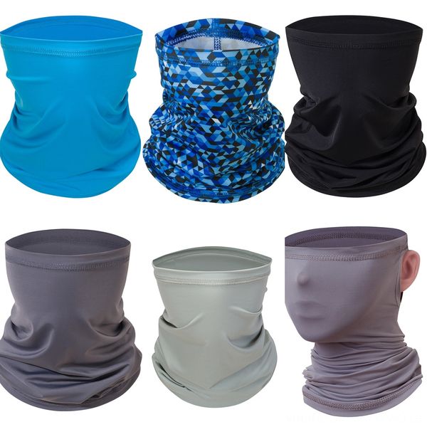 

ggbca summer cycling half face mask cool breathable silk outdoor sports scarf cycling ice mask anti-uv facemask fishing protective gear, Black