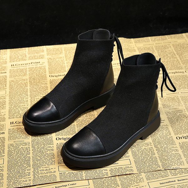 

2018 winter new female boots women fashion round head flat bottom short boots ladies casual comfortable warm black boots v58