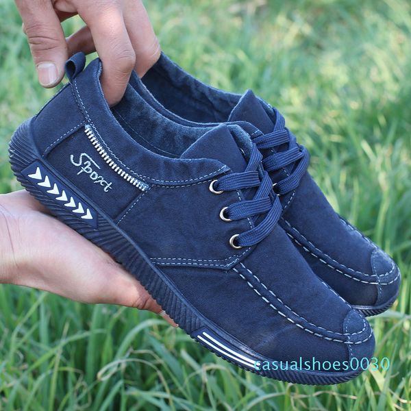 

canvas men shoes denim loafers lace-up men casual shoes 2019 breathable summer sneakers plimsolls male footwear 30c, Black