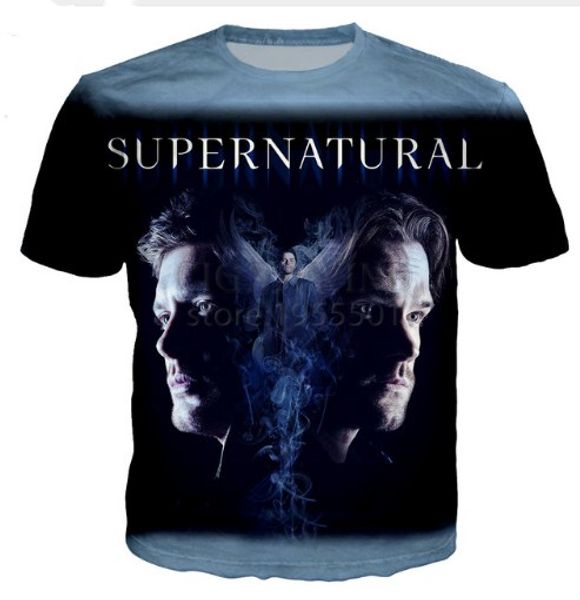 

новая мода мужчины / женщина горячее тв supernatur забавная 3d футболка с принтом повседневная с коротким рукавом забавная футболка футболки, White;black