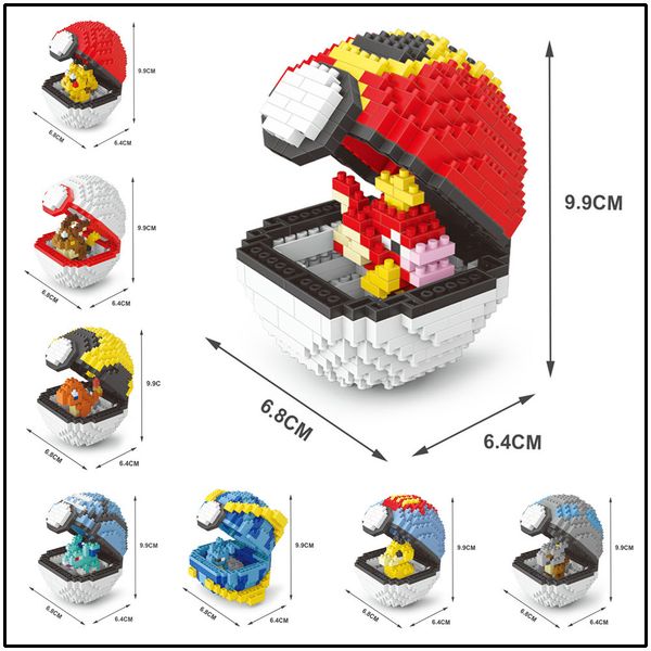 

dhl 10 styles pikachu diamond building blocks toys small ball particles toy puzzle baby building blocks pet elf ball magical assembled