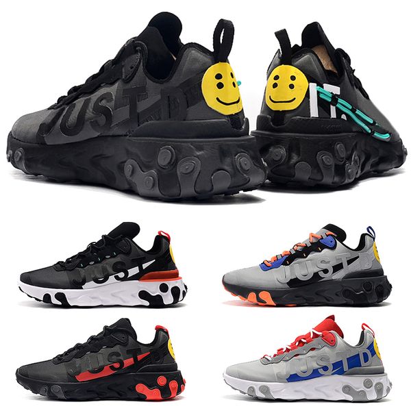 

men sport running shoes react element triple black game royal wolf grey bred fashion mens trainers sports sneaker size 40-45, White;red