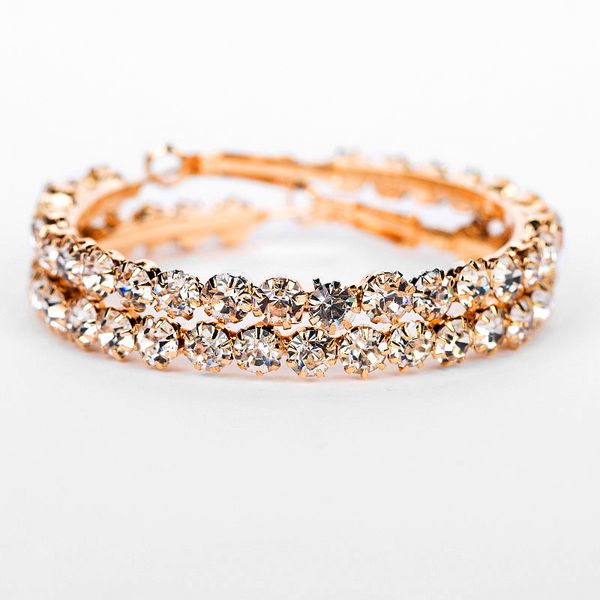 

charm female big white round hoop earrings fashion silver gold color wedding double zircon stone for women, Golden