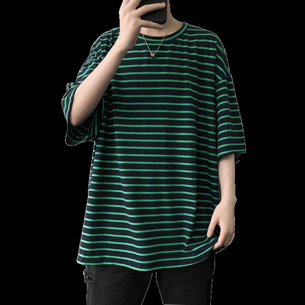 

men striped t-shirts 2020 fashion mens cotton tshirt male hip hop o-neck & tees m-xxl, White;black