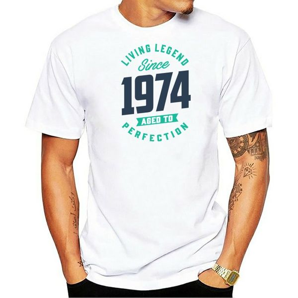

vintage 1974 aged to perfection t shirts men 100% combed cotton t-shirt retro tee father's birthday gift tshirt, White;black