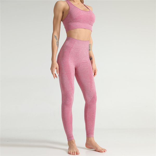 

seamless yoga set women two 2 piece i-back crop bra high waist legging cotton dry fit sport workout outfit fitness gym sets