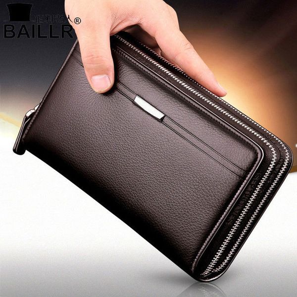 

double zipper men clutch bags pu leather wallet man new brand wallets male long wallets purses carteira masculina, Red;black