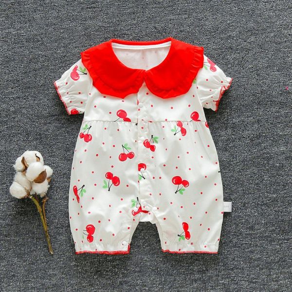

new cotton baby romper short sleeve baby clothing one piece summer clothes girl jumpsuits cute printed robe romper, Blue