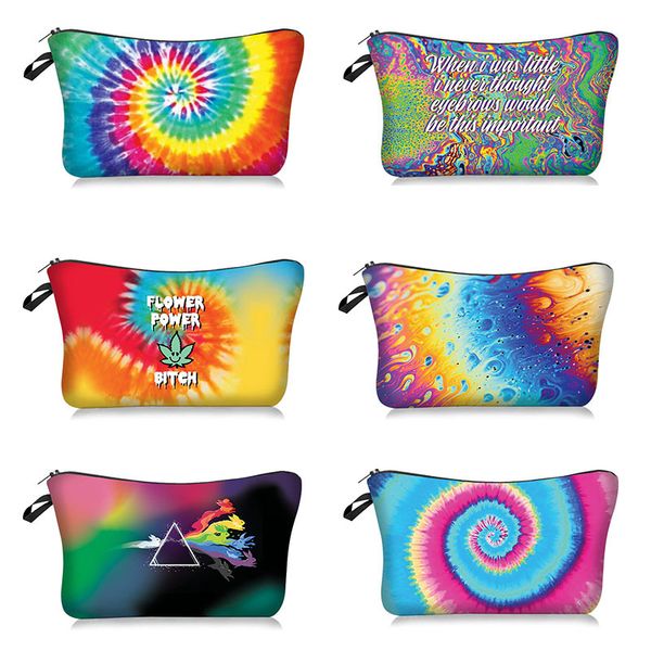

colorful rainbow print cosmetic bag clutch bag lady storage wash