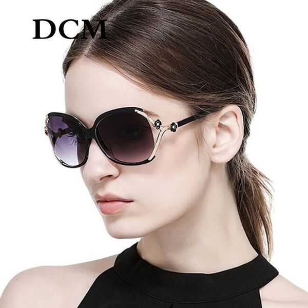 

dcm women new driving sun glasses with flower decoration brand fashion gradient lens sunglasses uv400, White;black