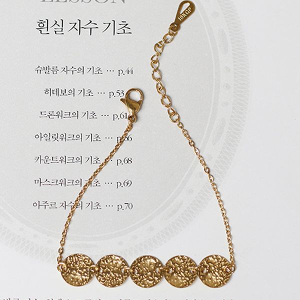 

irregular bump texture disc women's chain bracelet charm trendy titanium steel bracelet jewelry accessories decorate no fade, Black
