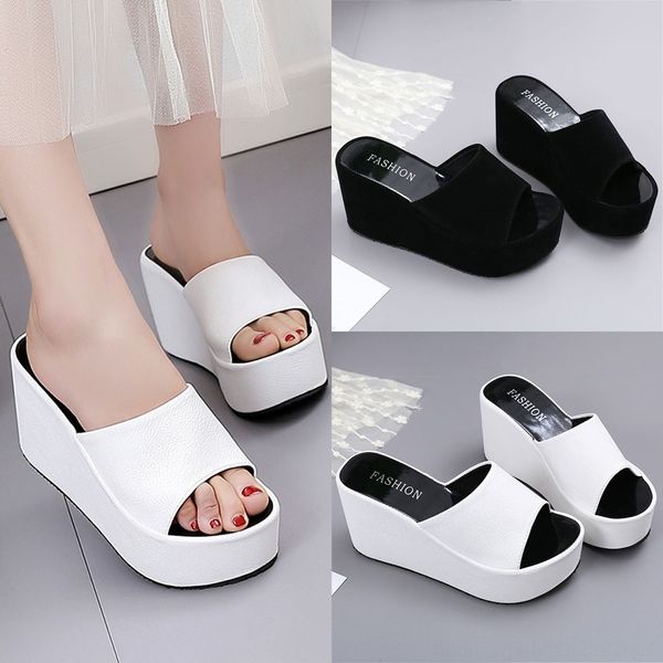 

women summer open toe wedges slippers beach walk slippers sandals casual shoes summer lady beach casual shoes, Black