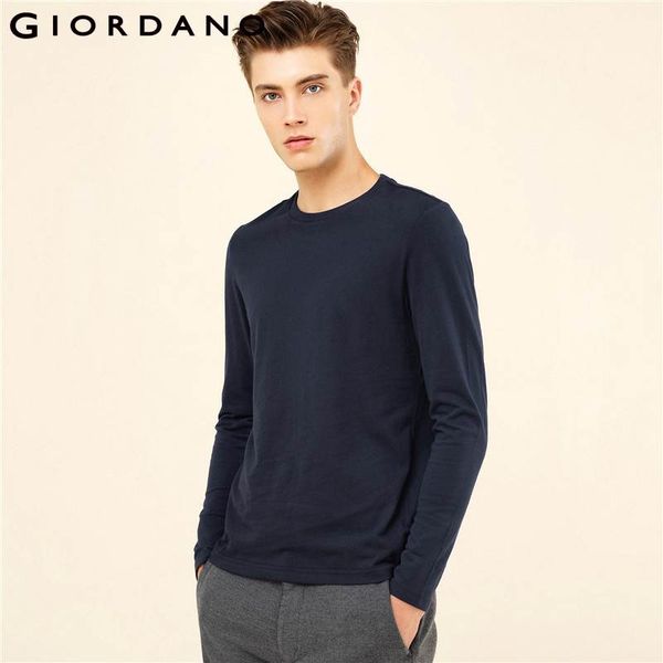 

giordano men t -shirt solid ribbed crewneck tshirts long sleeves brushed cotton warm fitting tee winter casual clothing, White;black