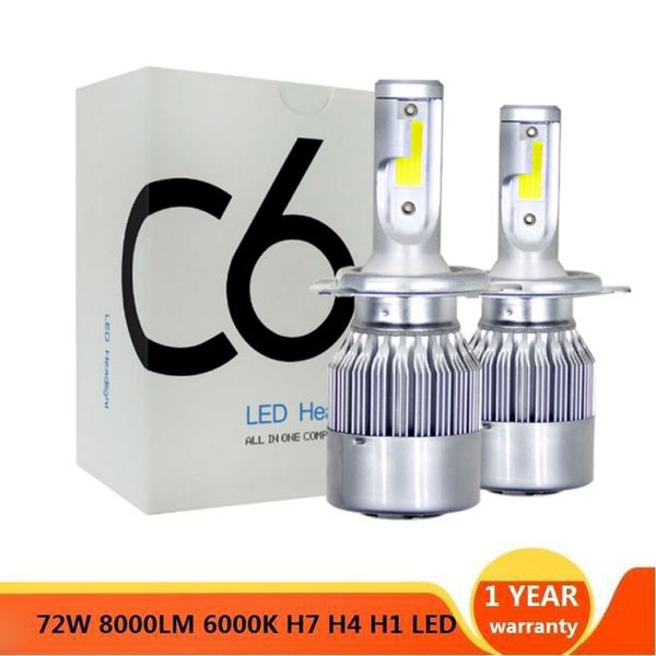 

auto car h8 h3 h11 h7 h4 h1 led headlights 4300k 6500k 8000k cool white 72w 8000lm cob bulbs diodes automobiles parts lamp