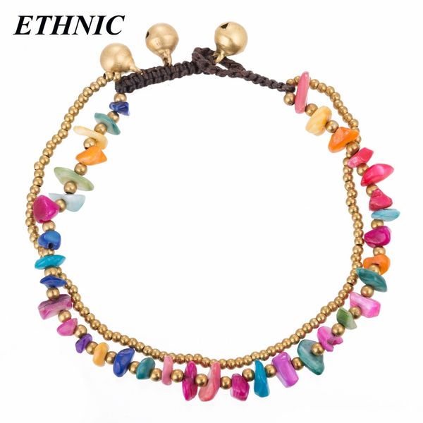 

ethnic brand bohemian two layers colorful stones gold-color beads chain on foot anklets for women beach ankle bracelet, Red;blue
