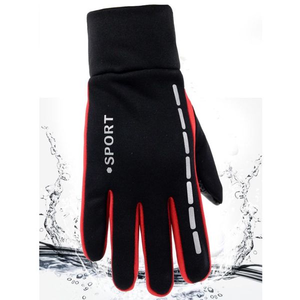

letter print waterproof mens winter mittens therm with anti-slip elastic cuff, thermal soft lining gloves rekawiczki zimowe