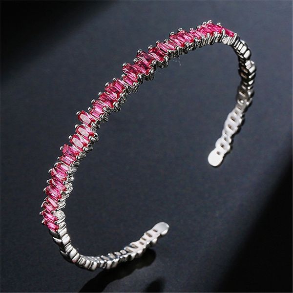 

charm trendy cuff bangles fashion cubic zirconia bracelet bangles for women girl party wedding jewelry 02l26, Black