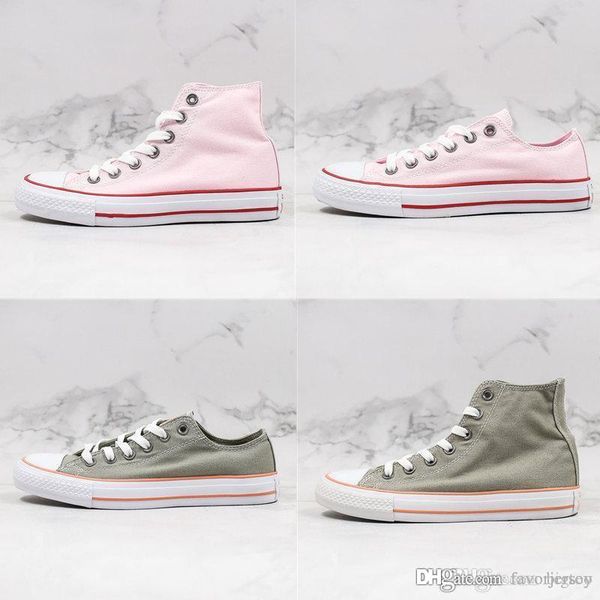 

2020 new big kids classic chuck 70 high-low-grass green girlish girl pink color matching fashion all star big kids classic high-canv, White;red