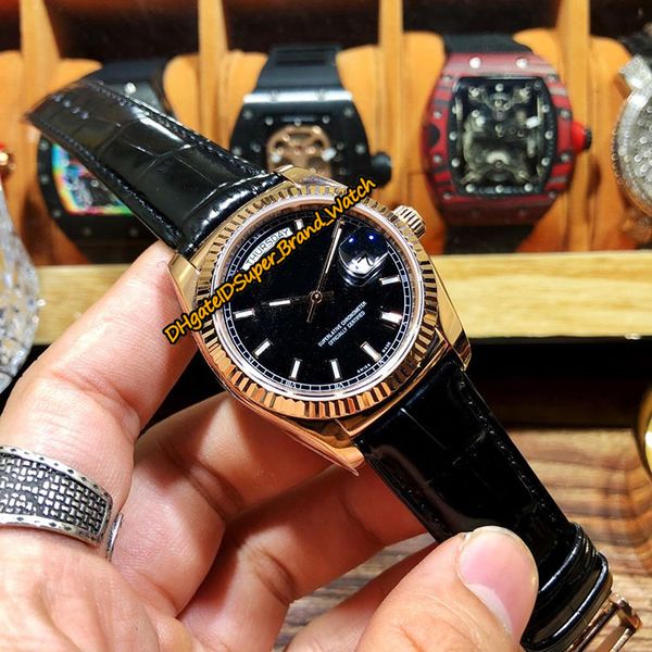 

9 colors day/date 36 series 118135 black dial swiss 2836-2 automatic 118139-l(fc) lady watches rose gold case leather strap watches, Slivery;brown