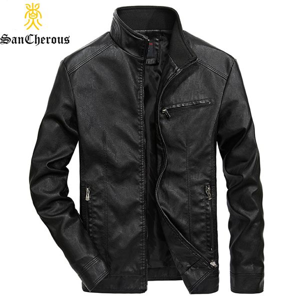 

5 colors leather jacket men coats 5xl brand pu outerwear men business casual jacket, Black;brown