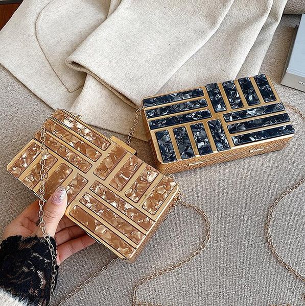 

wholesale women handbag artwork hard box chain bag sweet printing acrylic evening bag elegant joker women leather shoulder bag