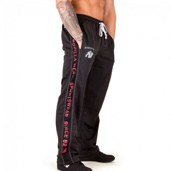 

2018 autumn new men loose sweatpants man gyms fitness workout brand trousers male breathable mesh quick dry jogger track pants, Black