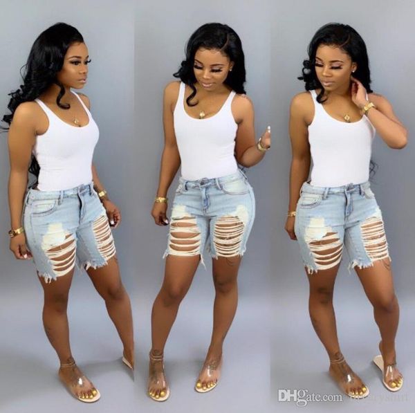 

women denim blue shorts ripped draped holes hiphop shorts slim fit skinny shorts, White;black