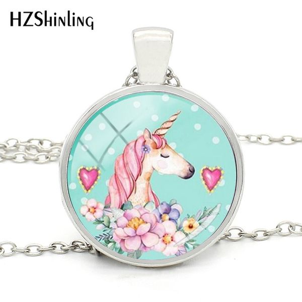 

new fashion animal jewelry round glass silver pendant unicorn fancy necklace jewelry style art p gifts for girl