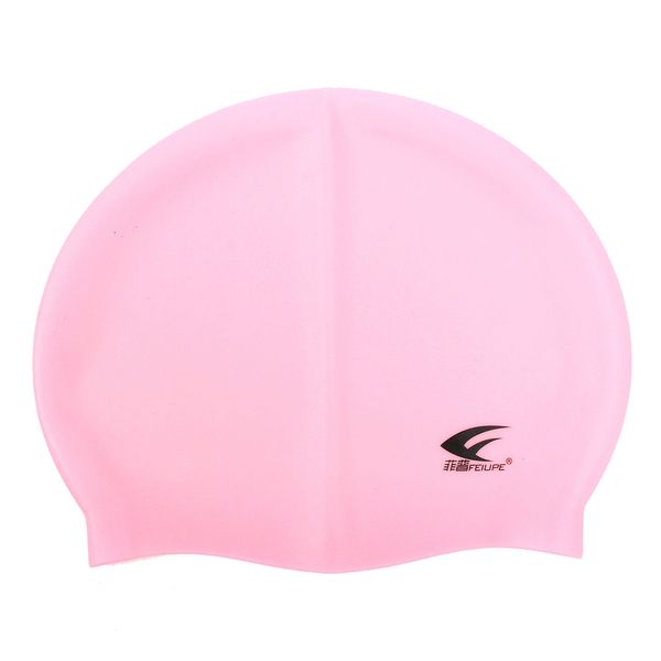 

wholesale-feiupef swimming pool cap silicone molded swim hat waterproof shower ladies mens pink