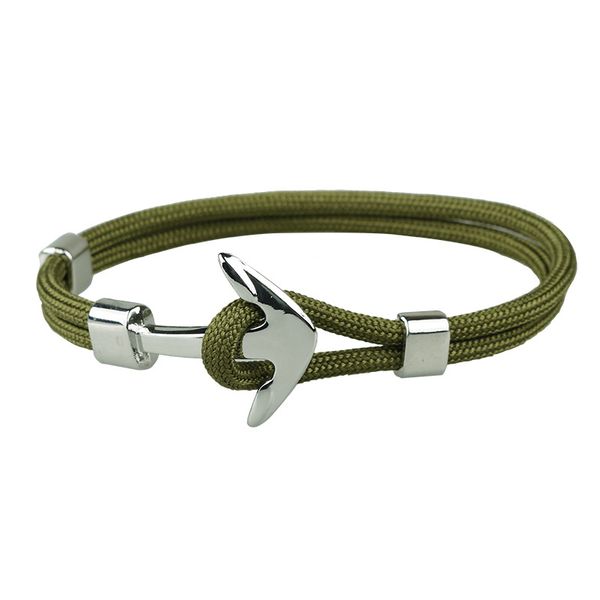 

cool design men and women handmade gold silver anchor link bracelet colorful woven paracord bracelets for sale, Black
