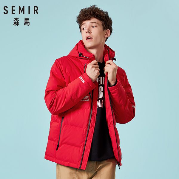 

semir brand thick casual fashion down jacket men black green red winter warm white duck down men's hooded jackets