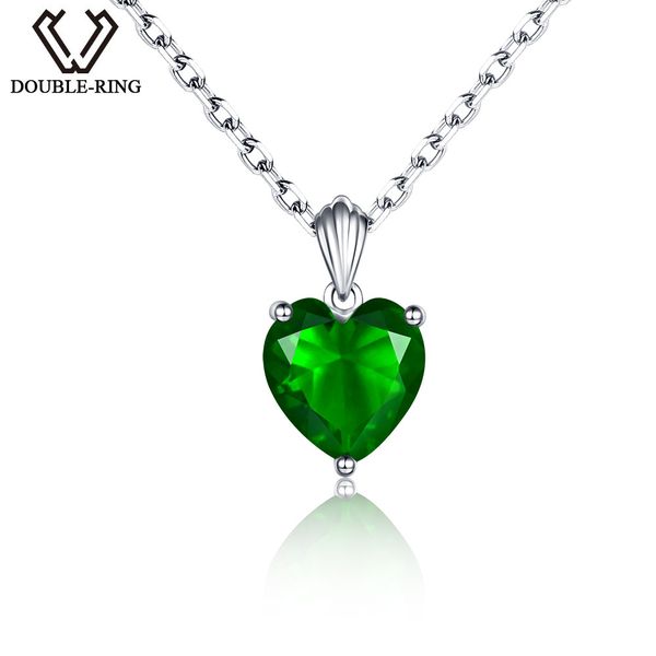 

double-r classic created emerald necklaces real solid 925 sterling silver necklaces pendants fine wedding jewelry for women