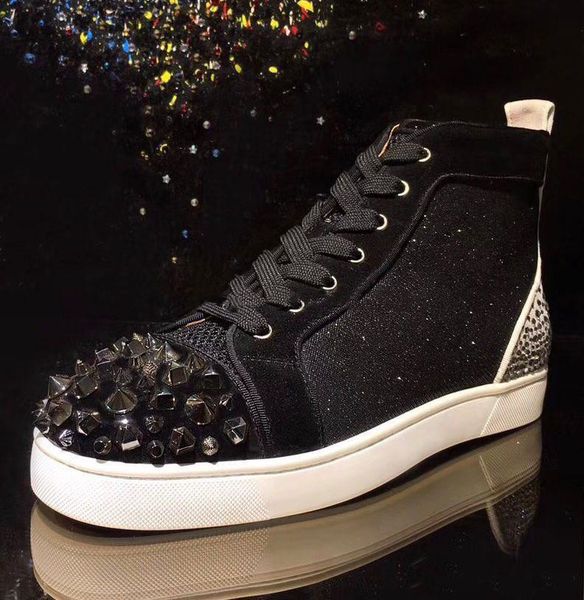 

зимние кроссовки мужская обувь кроссовки шипованных red bottom марка, повседневная мода мужская из натуральной кожи квартиры обувь с голубым, Black