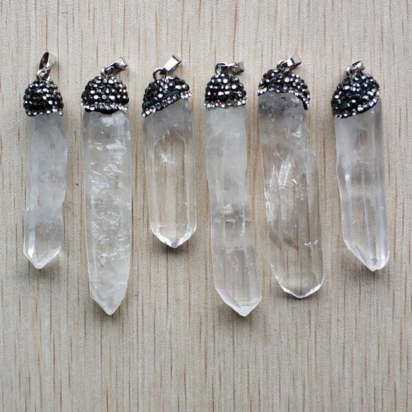 

wholesale 6pcs/lot 2019 new fahsion good quality natural crystal irregular pillar charms pendants for jewelry marking free, Silver