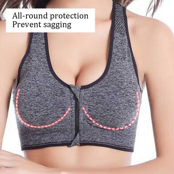 

women zipper push up sports bras padded wirebreathable sports ,fitness gym yoga bra top, White;black