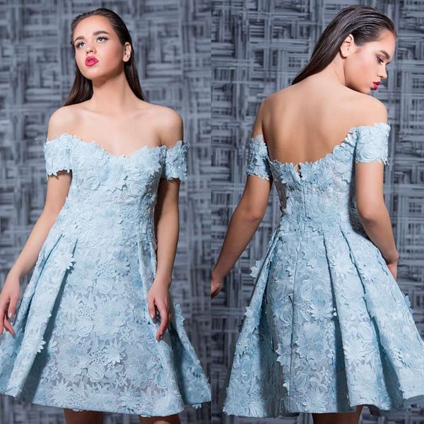 

sky blue lace cocktail party dresses off shoulder appliqued short prom dress a line mini homecoming dress custom, Black