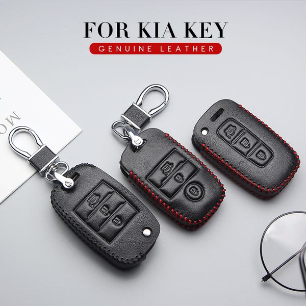 

car key leather case cover for kia rio k2 k4 k5 optima cerato carens sorento sportage 3 kx3 forte shuma remote key ring shell