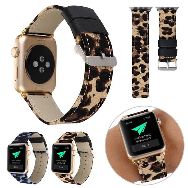 

Leopard Real Genuine Leather Watch Band For iWatch Series 4 3 2 1 Band Wrist Strap Bracelet Replacement Watchband 44mm 40mm 38mm 42mm