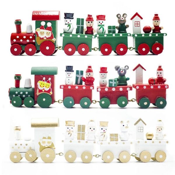 

wooden train model vehicle painting christmas ornaments new year decoration