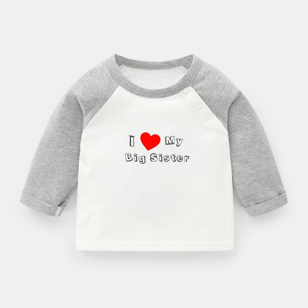 

i love my big brother sister print tee baby long sleeve t-shirts cotton kids t shirt girl boy gift childs christmas present, Blue
