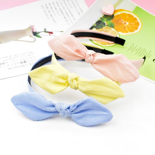 

fashion striped bow headband ears hairbands cross-knotted hair band headbands for women girls hair accessories bands, Slivery;white