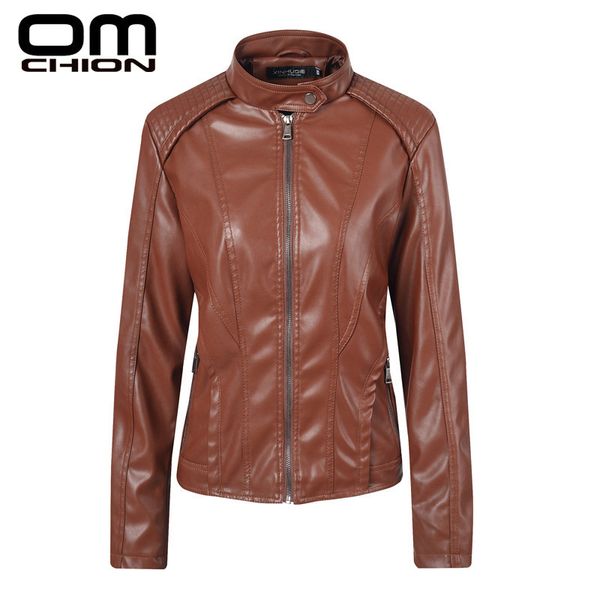 2019 Omchion Moto Leather Jacket Women Black Washed Pu Short Jackets Mandarin Collar Zippers Slim Simple Las Coat Lmj130 From Vanilla03