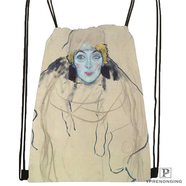 

custom gustav_klimt @5 drawstring backpack bag cute daypack kids satchel (black back) 31x40cm#20200611-02-98