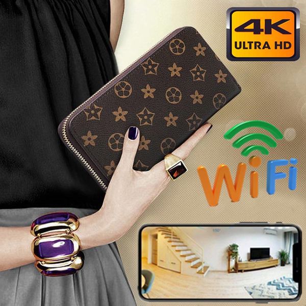 

32gb memory p2p 4k hd men wallet wif wireless ip camera purse bag motion detector with audio&micro card slot cam pq550